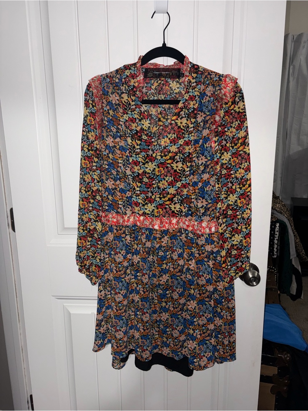 Floral Multi-Color Long Sleeve Dress (slip inside)